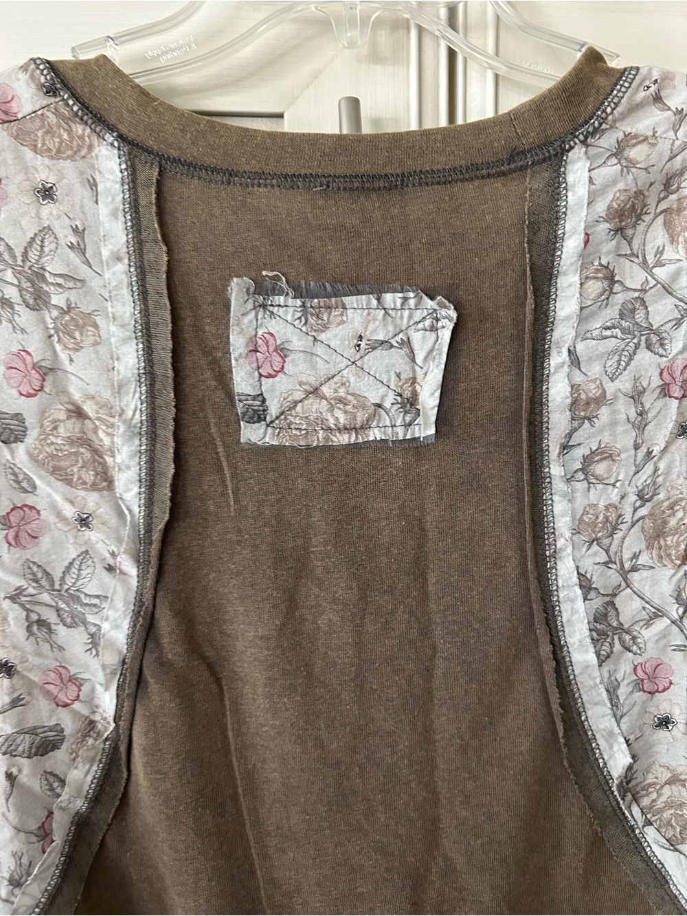 POL Brown Crochet-Trim Tank with Floral Panels - Picture 7 of 8
